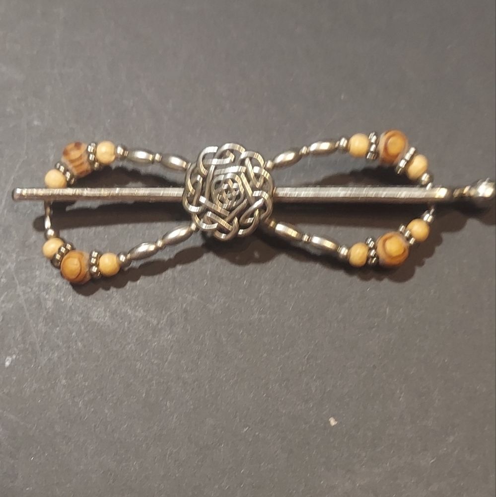 Elegant Silver and Brown Lilla Rose Hair Clip